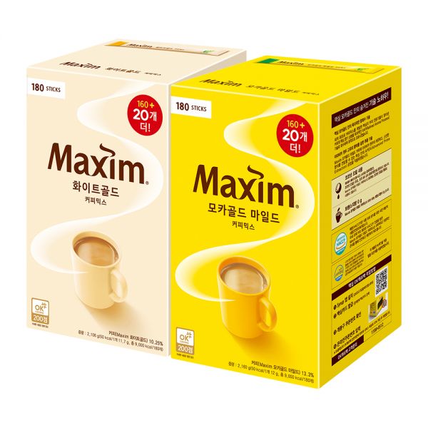 モカゴールド マイルド180個+ホワイトゴールド180個韓国スティックコーヒー 6,292円