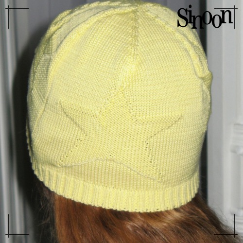 SINOON ニット帽 JACQUARD STAR BEANIE (LEMON YELLOW) シヌーン 韓国ファッション