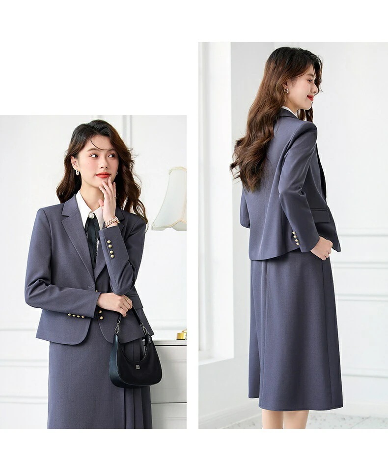 大流行のS～2XL（3L）3色ブラック グレー ベージュ スーツ セットアップ ツーピース ジャケット＆スカートスーツ 結婚式 パーティー OL 卒業式 入学式 インスタ 撮影オシャレデザイン