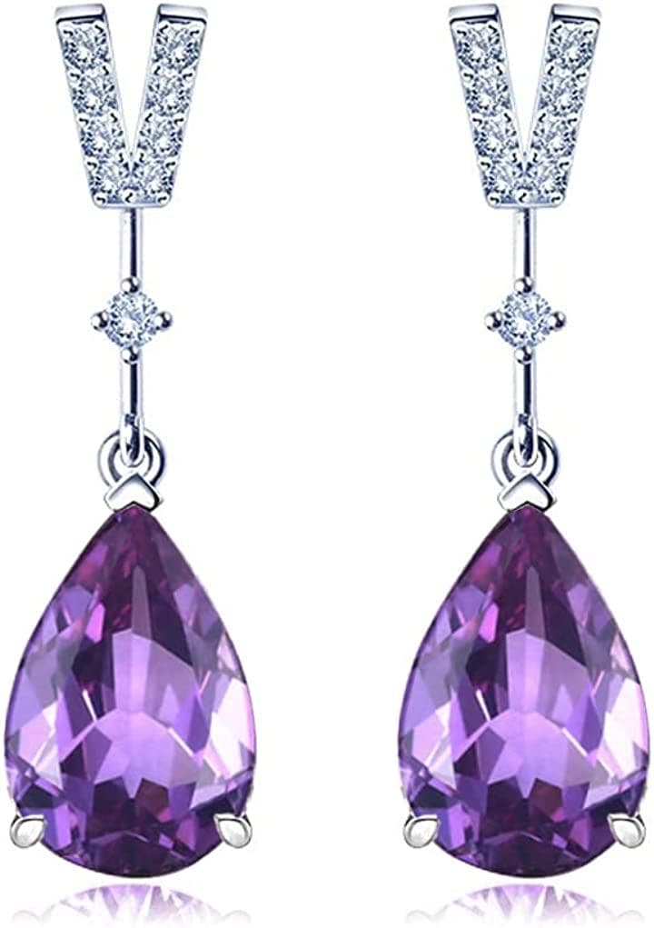 誕生石レディース ピアス 金属アレルギー対応 シルバー925(2月 誕生石 合成アメジスト (紫水晶))