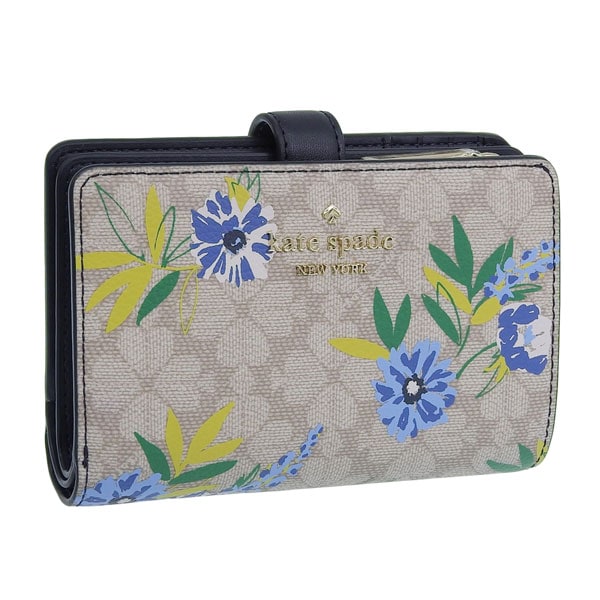 ケイトスペード ニューヨーク 二つ折り財布 L字ファスナー レディース 花柄 ベージュ アウトレット kate spade new york kk912-960