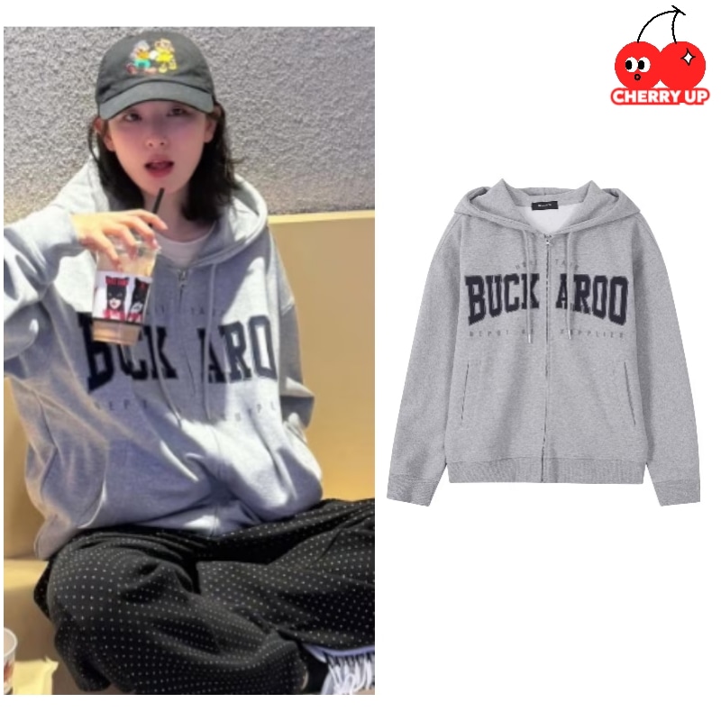 [Redvelvet スルギ 着用]アップリケ フーディージップ メランジグレー / Applique Hoodie Zip Melange Gray 9,500円