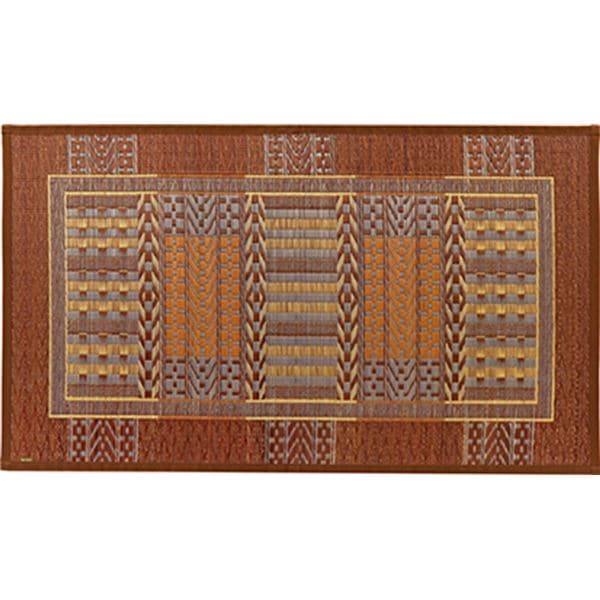 国産い草 玄関マット/フロアマット 約70120cm ブラウン 日本製 縁：綿100％ 裏貼り オリエンタル 入口