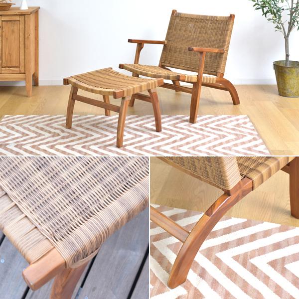 椅子 おしゃれ チェア 木製 北欧 アジアン ナチュラル カントリー 天然木 チェアー 足置き オットマン スツール パーソナルチェア インテリア アームチェア