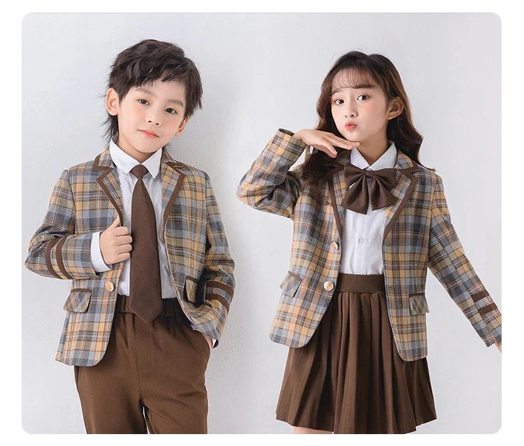 小学生の春と秋のクラス服 英倫学院風制服幼稚園制服 子供用チェックスーツスカートスーツ 子供　スーツ　男の子 入学式　スーツ　男の子 入学式　スーツ　女の子 フォーマル　キッズ フォーマル　女の子