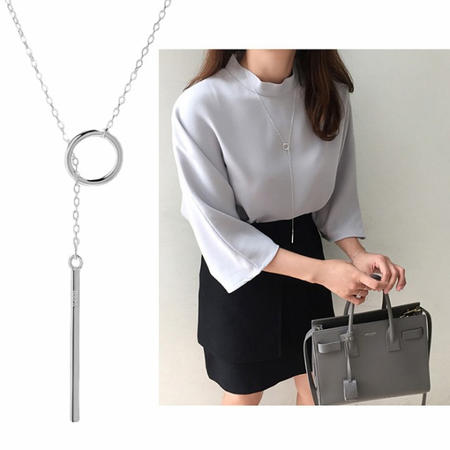 【短納期】ネックレス ロングネックレス レディース チェーンネックレス Y字 メタルバー リング 金属アレルギー対応 シルバー925 サイズ調整可能 プレゼント 女性 60代 50代 40代 30代 12,288円