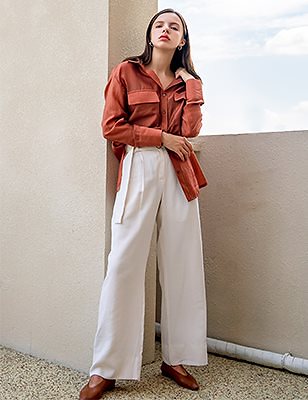 *RedVelvet-Wendy 着用*Buckle Belt Cupra High Waist Trousers White