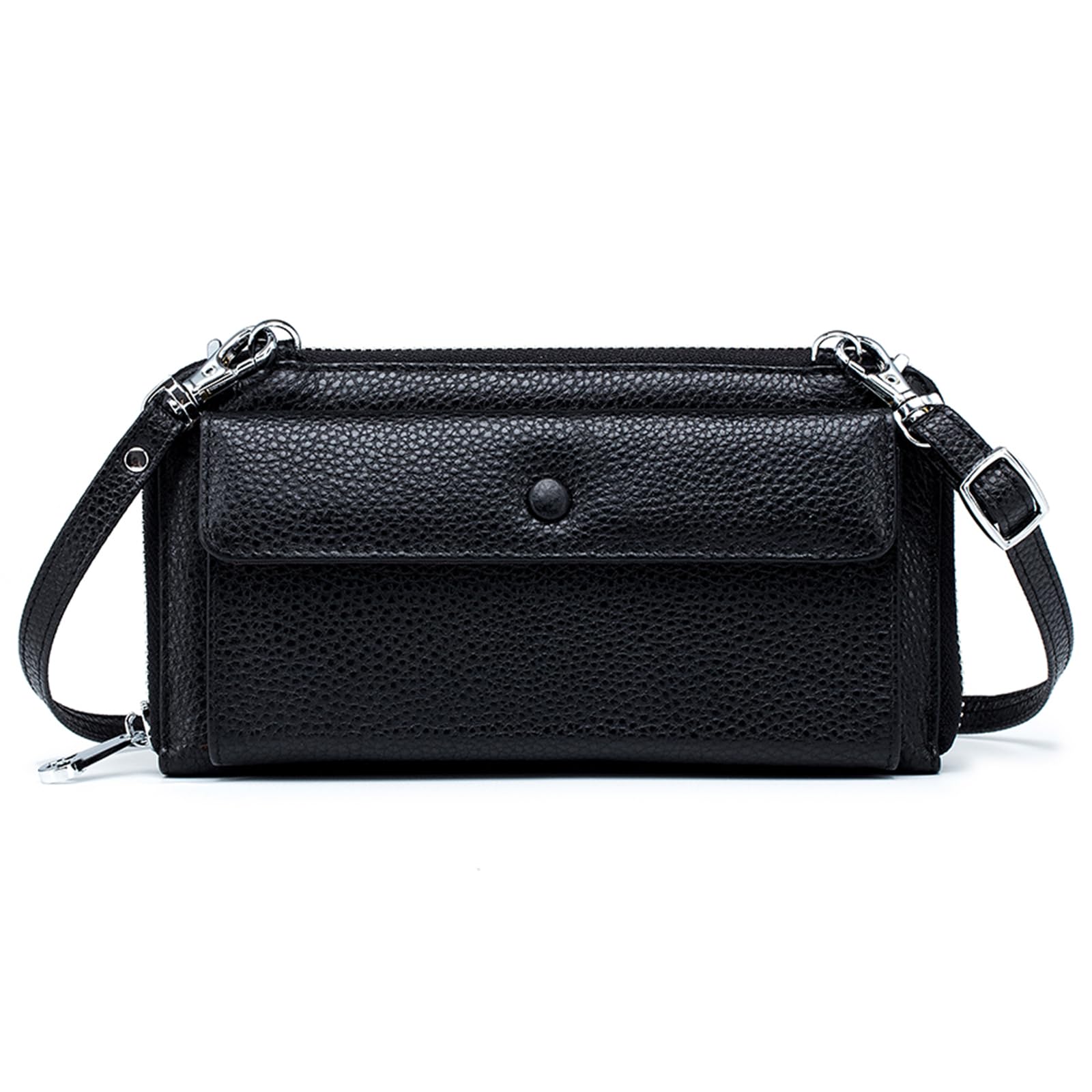 [imeetu] スマホショルダー スマホポーチ レディース ミニショルダーバッグ 長財布 本革 おしゃれ 斜め掛け 肩掛け（ブラック）