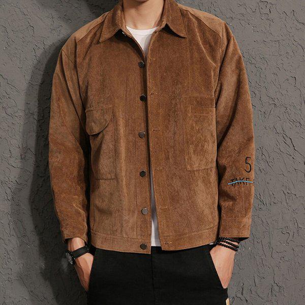 男性の変わりやすい季節の外出ファッション スエードカラーポイントジャケット DMES-JKA-STS14226532-ライトブラウン