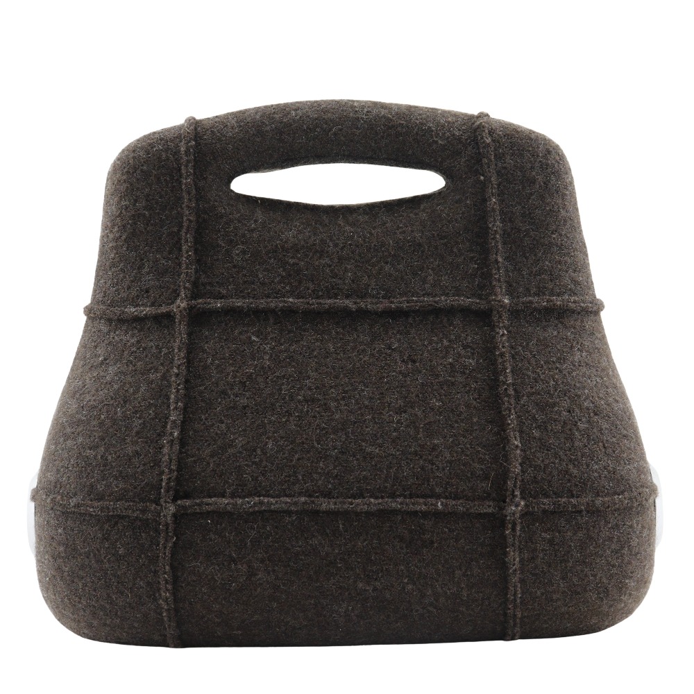 ヒップバッグ ハンドバッグ ウール 茶 レディース 中古品