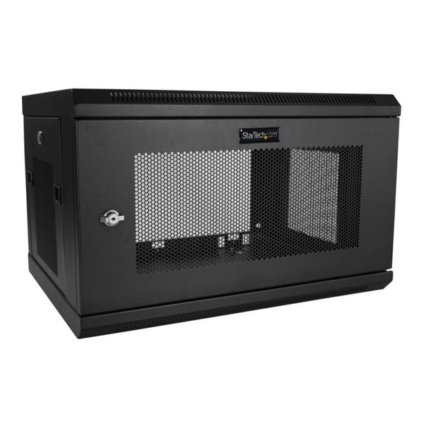 StarTech RK616WALM 19インチ サーバーラック (6U/2ポスト/壁掛けタイプ/取付奥行38cm/ロック付きラックキャビネット/通気スリットメッシュ) メーカー直送