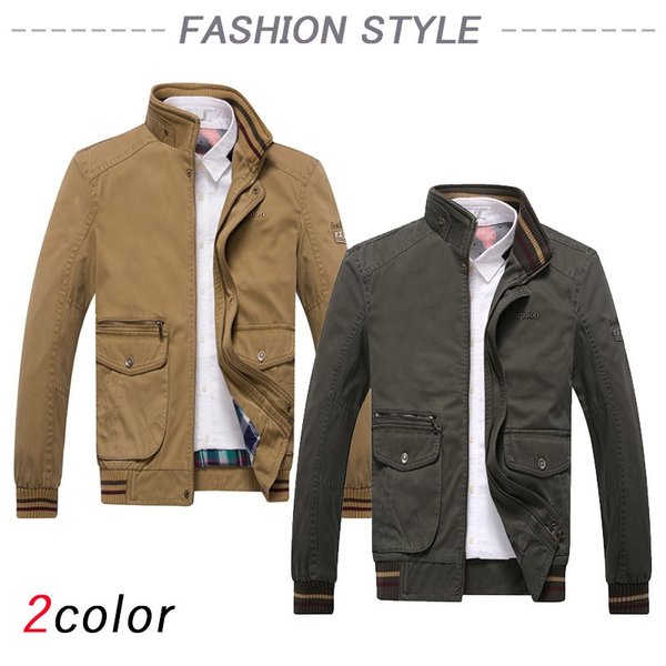 メンズ ミリタリー シャツジャケッ スタイリッシュ コート長袖 綿 防風 秋冬 スタンドカラー ア