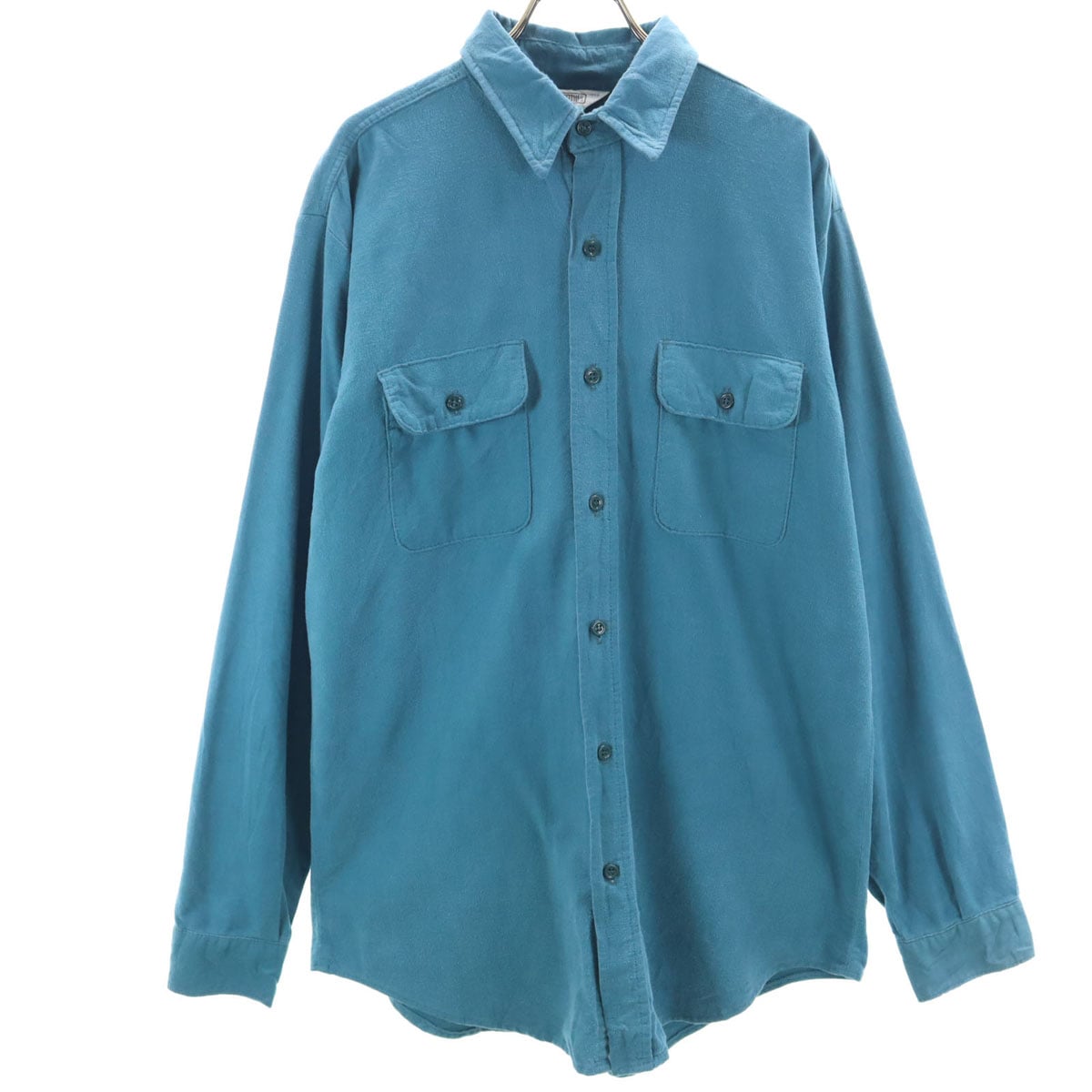 70s ヴィンテージ USA製 シャモアクロス 長袖 シャツ L ライトブルー メンズ 古着