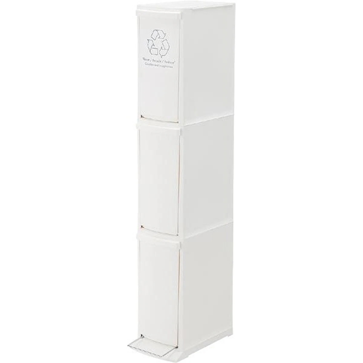 ダストボックス3D LFS-933WH ゴミ箱 ごみばこ ごみ箱 三段 分別 キッチン 事務所 洗面所 バスルーム トイレ スリム 隙間 ペダル式 ペットボトル 燃えるゴミ ビン 缶 手を使わない 省