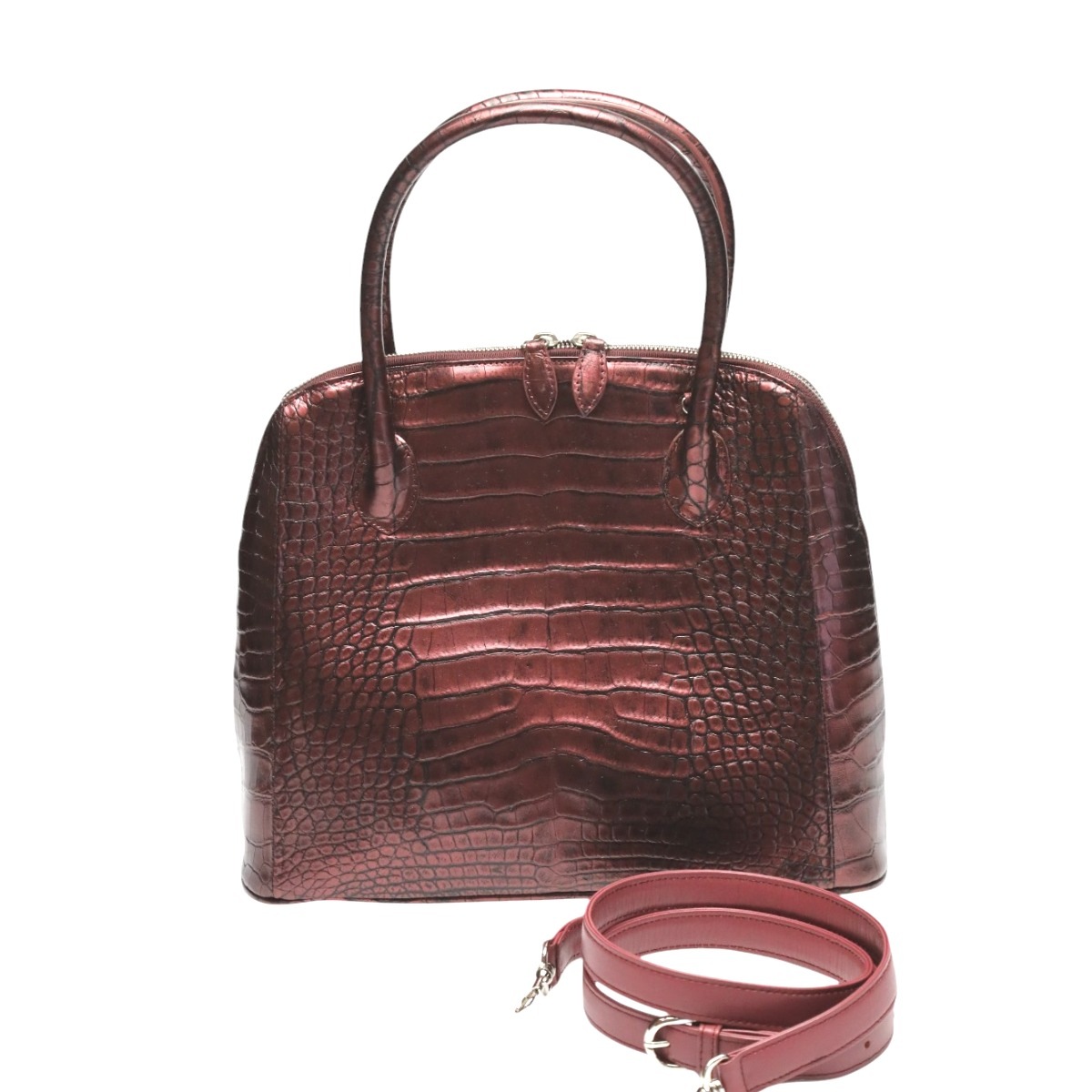 クロコダイル3994 メタリック ハンドバッグ ワイン 47,880円