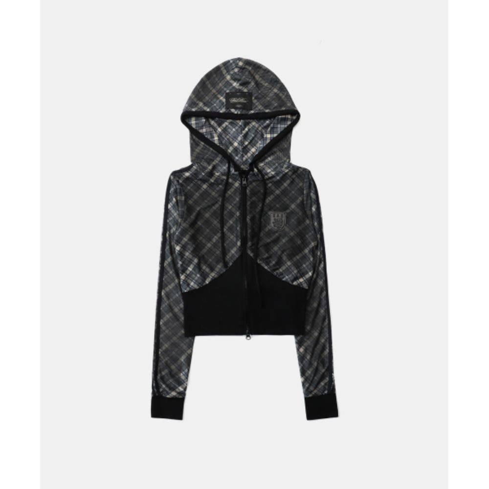 BADBLOOD AQUA Vintage Club Slim Fit Hooded Zip-Up Check