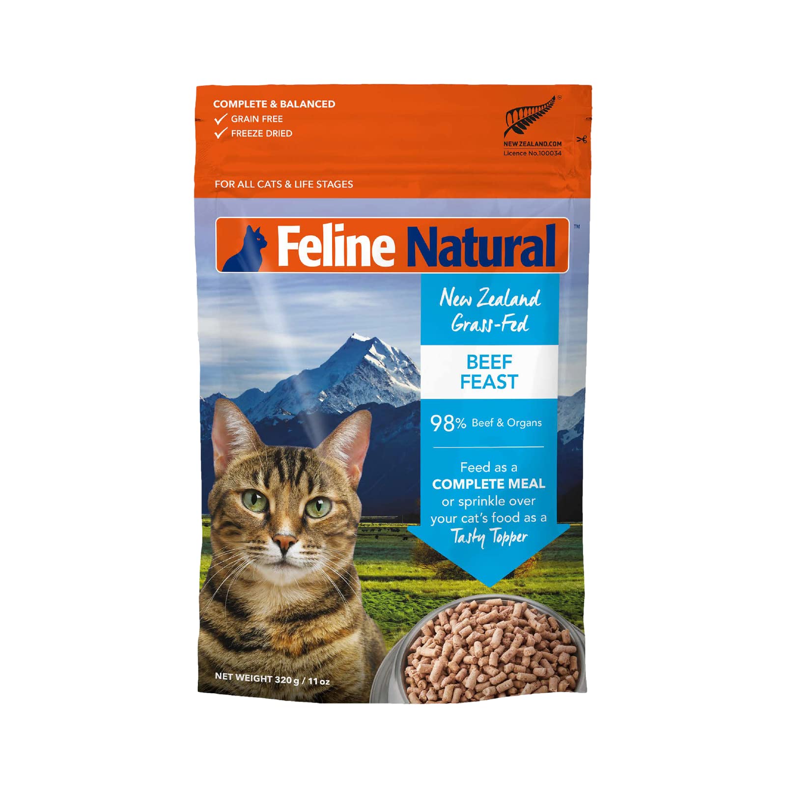 送料無料 Feline Natural(フィーラインナチュラル) フリーズドライ キャットフード ビーフ 320g