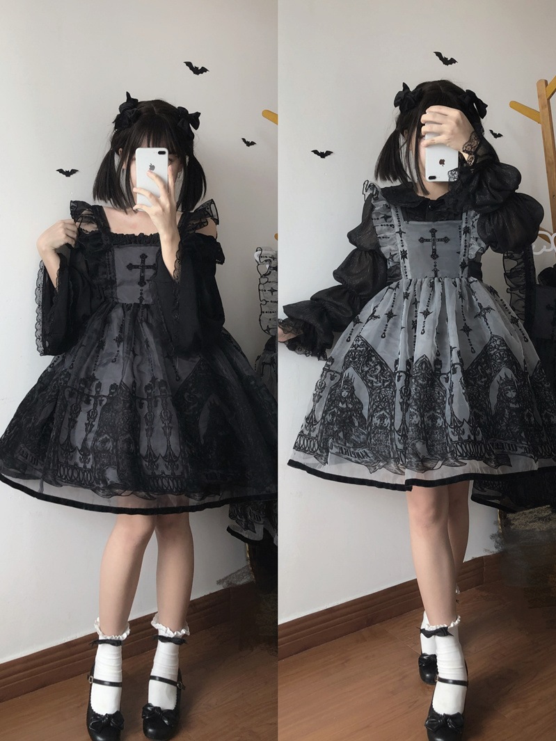 【クロスウィッチ】~シュガーガール ロリータドレス ダークスタイル Jsk サスペンダードレス 秋