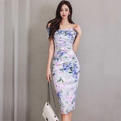 セクシーな気質 ワンピース2025夏 花柄 修身 包み尻 ペンシルスカート 4,883円