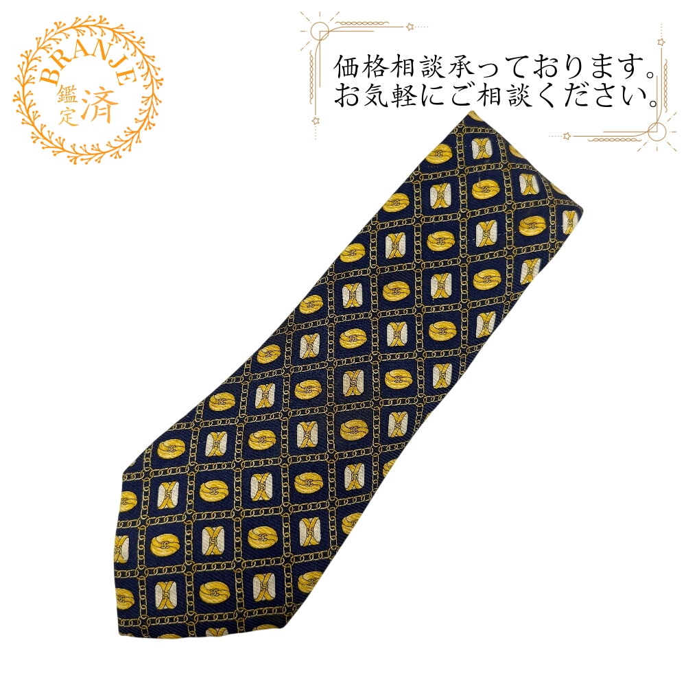 総柄 シルク ネクタイ ネイビー メンズ