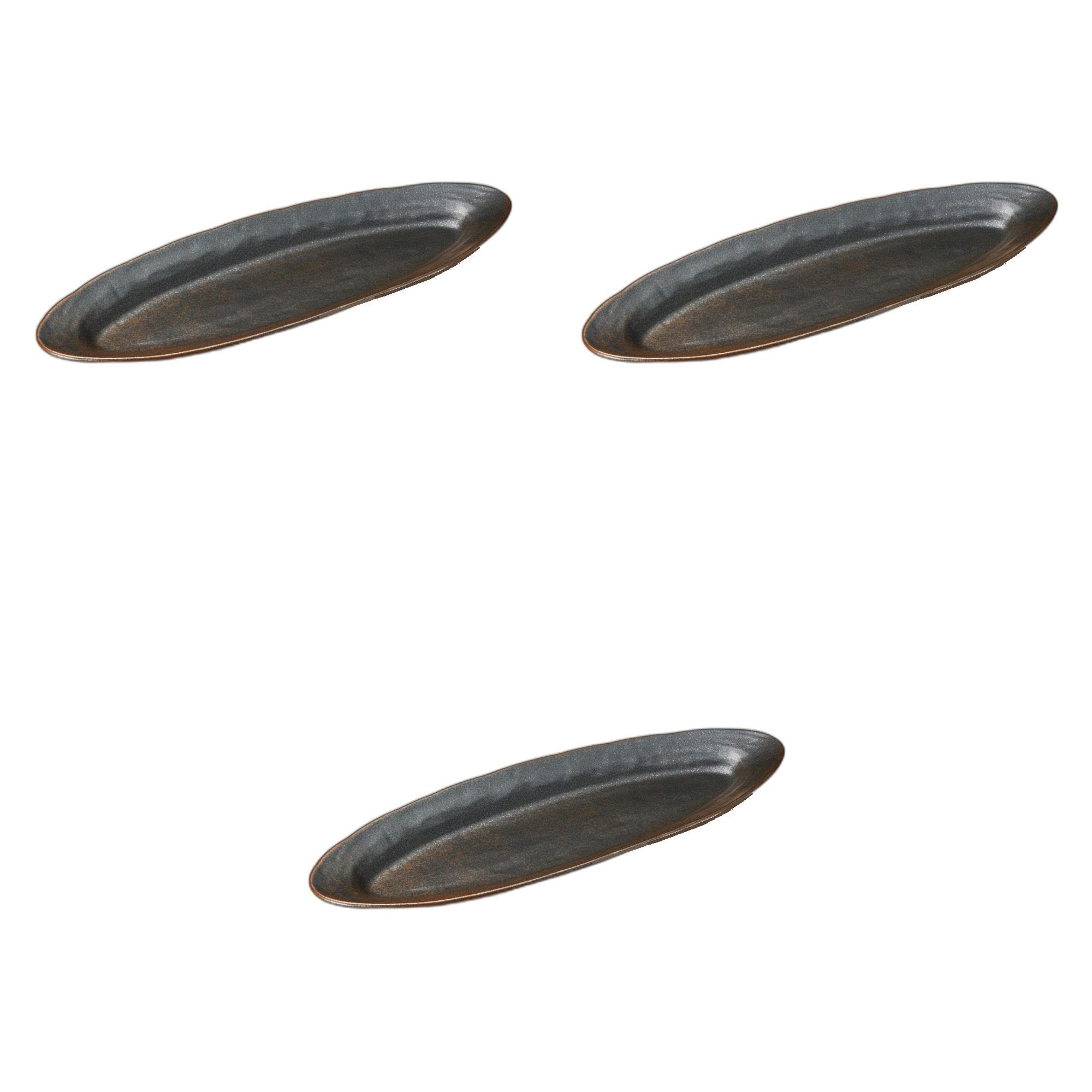 3個セット 焼〆長ダ円皿（小） [ 43×17.5×4cm ] 楕円皿陶磁器 セトモノホンポ(Setomonohonpo)