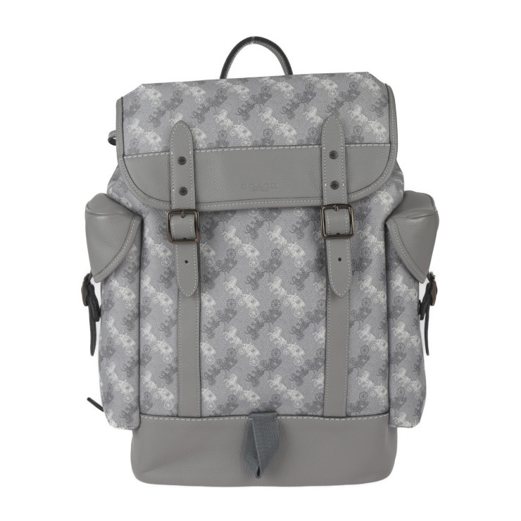 新品未使用展示品 COACH コーチ リュック・デイパック 4072 ヒッチ バックパック ウィズ ホース アンド キャリッジ プリント PVC レザー グレー系 本物保証 中古
