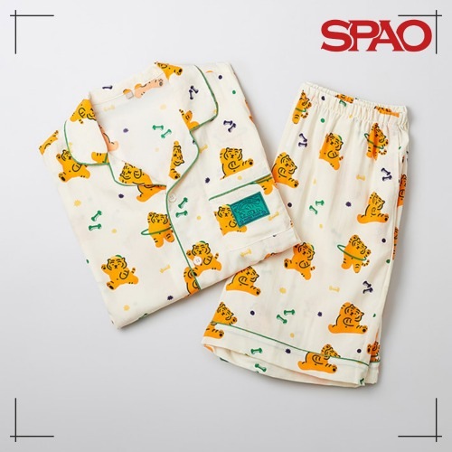 SPAO MUZIK TIGER ムジクタイガー 半袖 パジャマ(IVORY) かわいい 部屋着 韓国人気