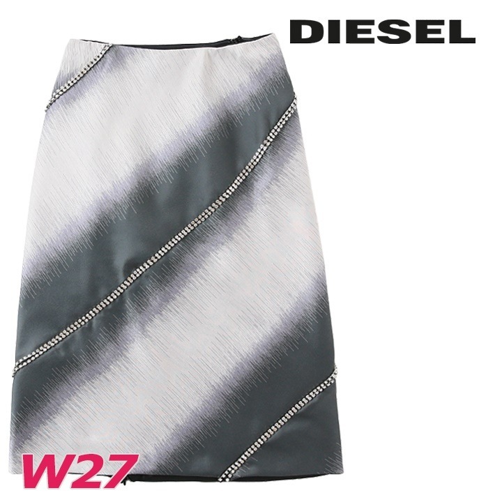 膝下丈スカート レディース O-AREAL ラインストーン装飾 Aライン die-l-s-f4-64n