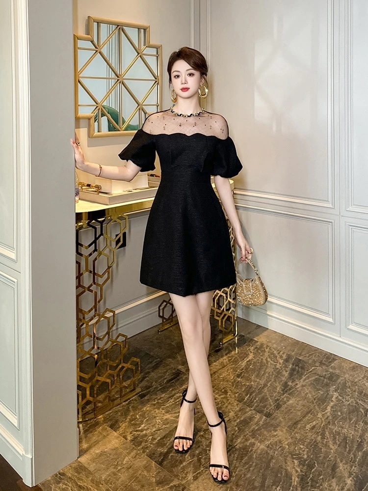 【JY.上品】 2025夏新品 誕生日ドレス チュールドッキング オフショルダー Aライン フリル ドレス パーティー キャバ 大人 同窓会 披露宴 卒業式 結婚式 演奏会 ウェディング 二次会 メガ