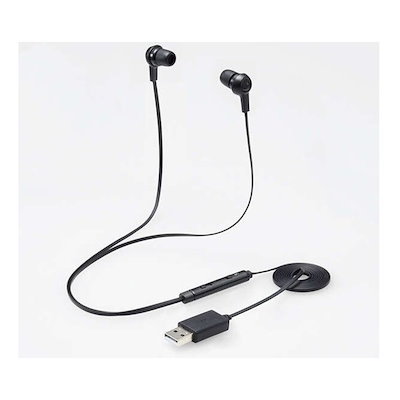 他サイト： エレコム　ELECOM　ヘッドセット ブラック [ USB / 両耳 / イヤホンタイプ ] 　HS-EP17UBKの商品画像