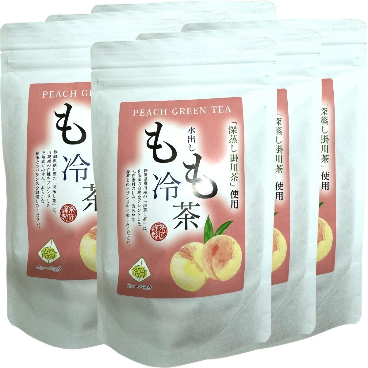 【国産】水出しもも冷茶 ティーパック 40g（4g×10p）×6袋セット ティーバッグ 静岡県掛川産深蒸し煎茶 山梨県産白桃 健康 送料無料 ダイエット ギフト プレゼント お中元 敬老の日 プチギフ