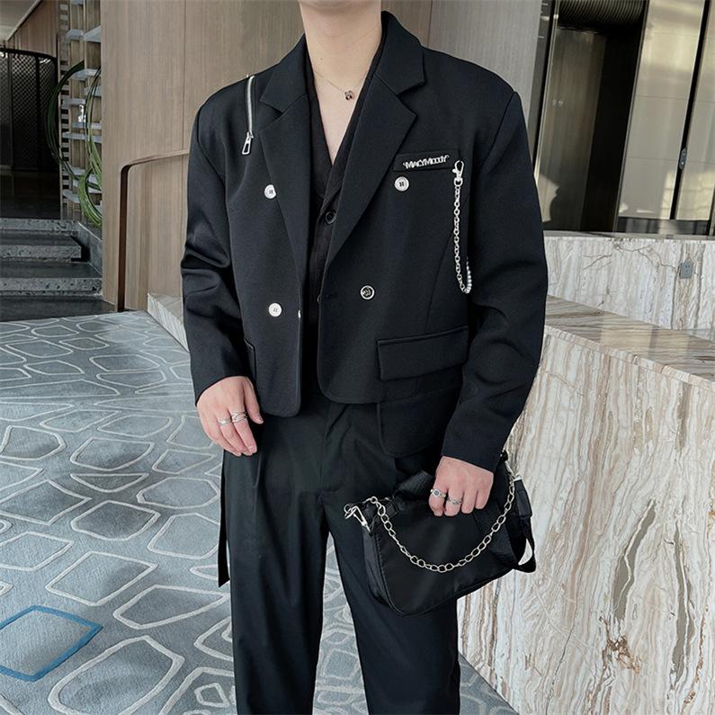 ジャケット メンズ テーラード ブレザー カジュアルスーツ ショート 長袖 アウター パーティー クラブ 正装 ライブ 白黒 ダンス発表会 外套 男子服 上着