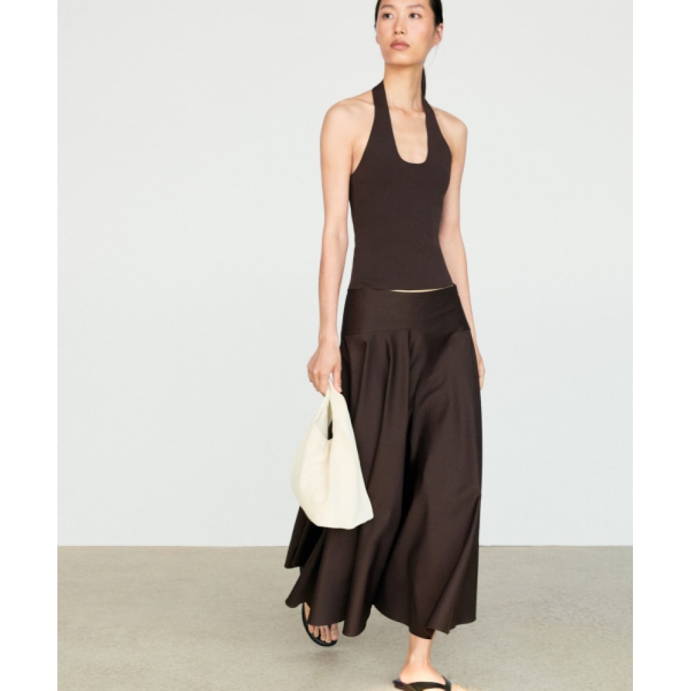 MASSIMO DUTTI ヨークディテールフラウンスミディスカート