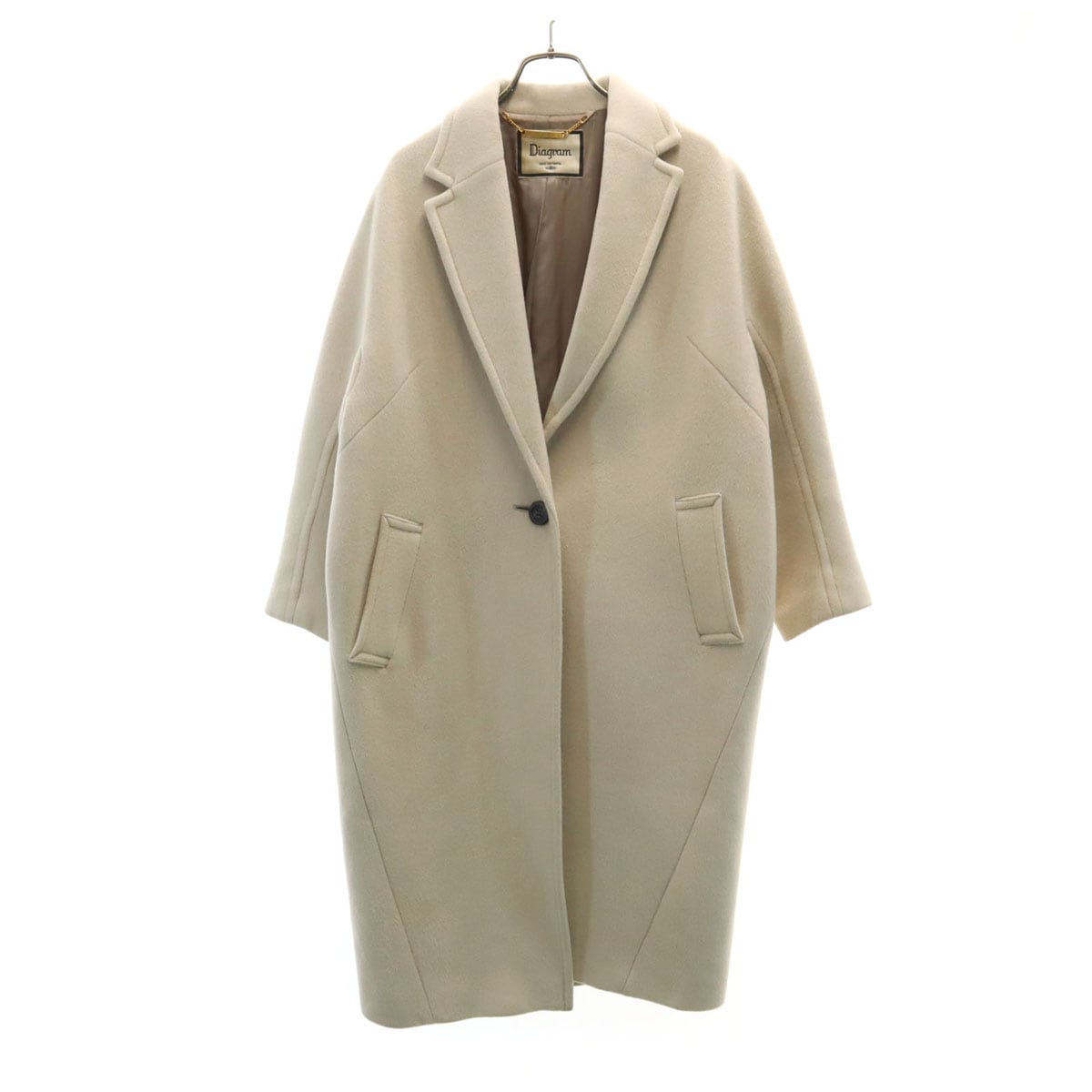 Diagram ダイアグラム 日本製 ウールブレンド チェスターコート 36 ベージュ系 レディース 古着