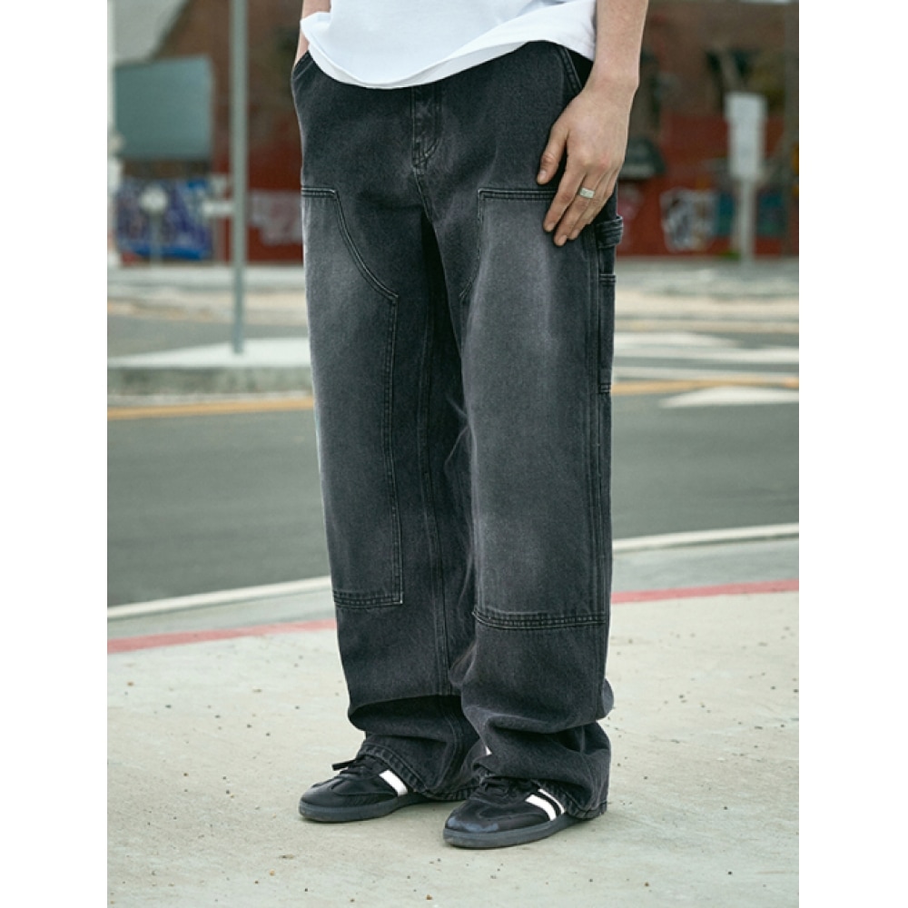 フルークワイドカーペンダーデニムパンツブラック FDP105