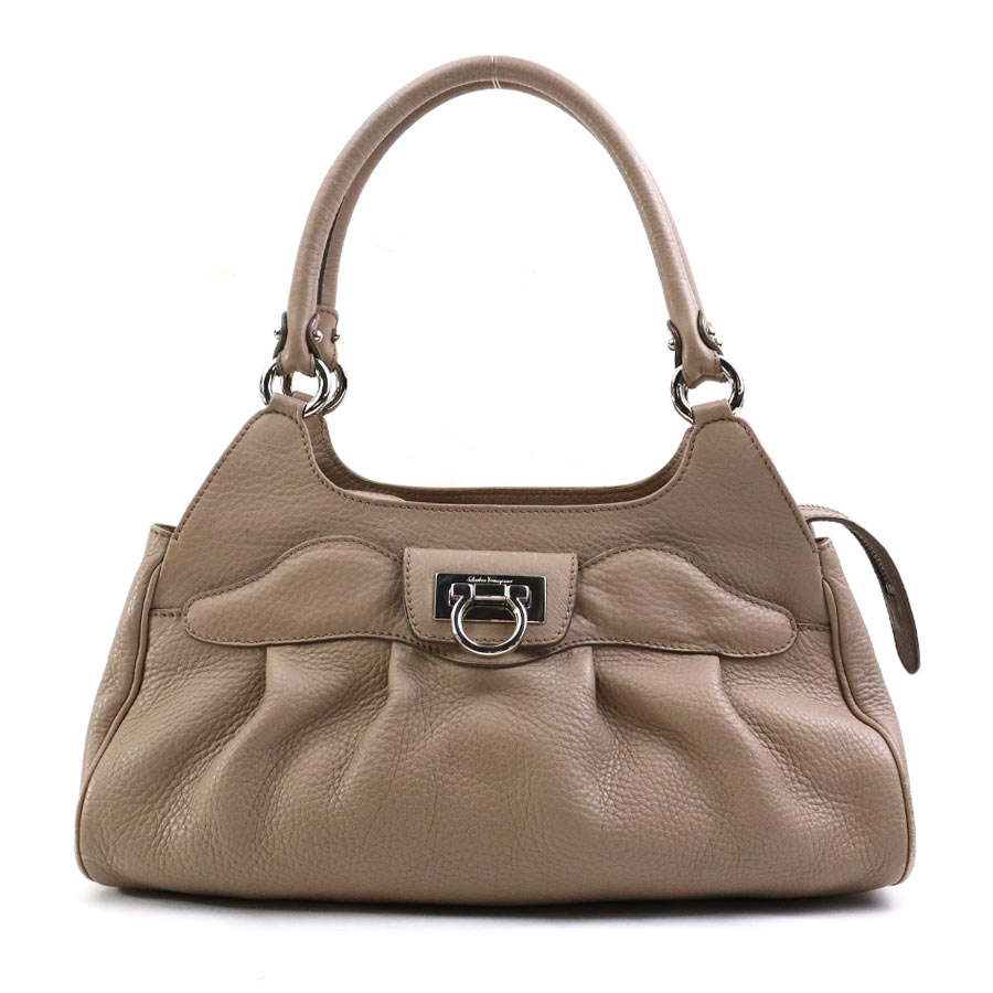 サルヴァトーレフェラガモ Salvatore Ferragamo ハンドバッグ ガンチーニ レザー ベージュ レディース h30638a