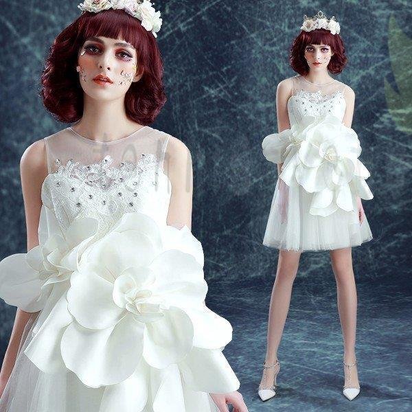 ミニドレス 白 安い ウエディングミニドレス 結婚式 ミニドレス 発表会 パーティードレス ミニ 二
