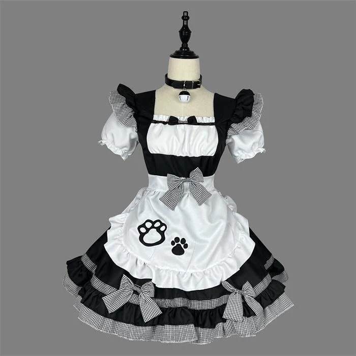 【2枚購入で100円OFF】今買いたいが特売！セットウェイトレス 付き カチューシャ かわいい ロリータ フリル 女装 仮装 衣装 萌え ゴスロリ 服 メイド 猫ちゃん仮装 ハロウィン