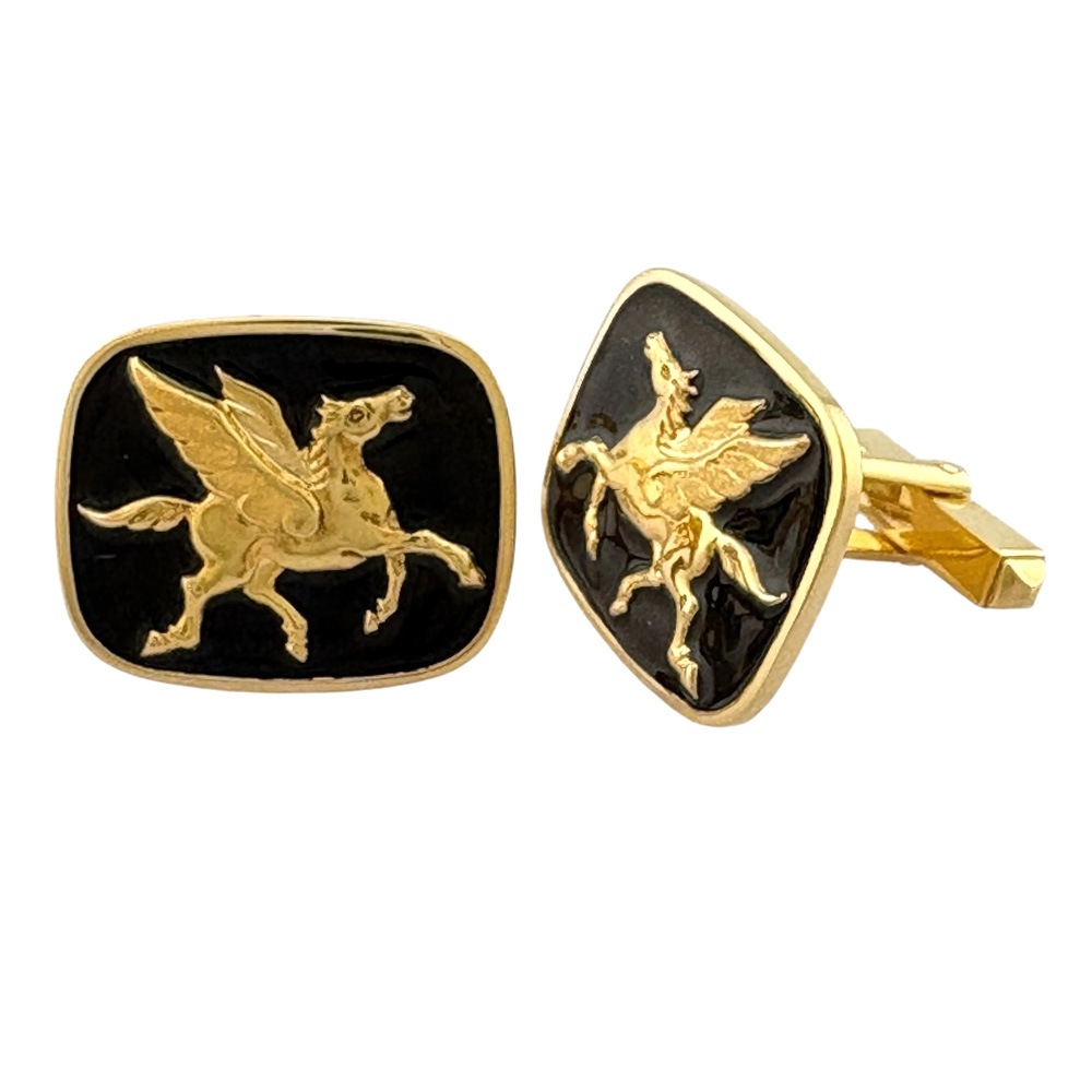 ミキモト カフス 18金 K18イエローゴールド エナメル MIKIMOTO 中古 美品