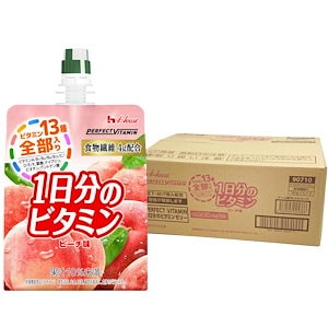 ハウスウェルネスフーズ Perfect Vitamin 1日分のビタミンゼリー 食物繊維 ピーチ味 180g ×24袋