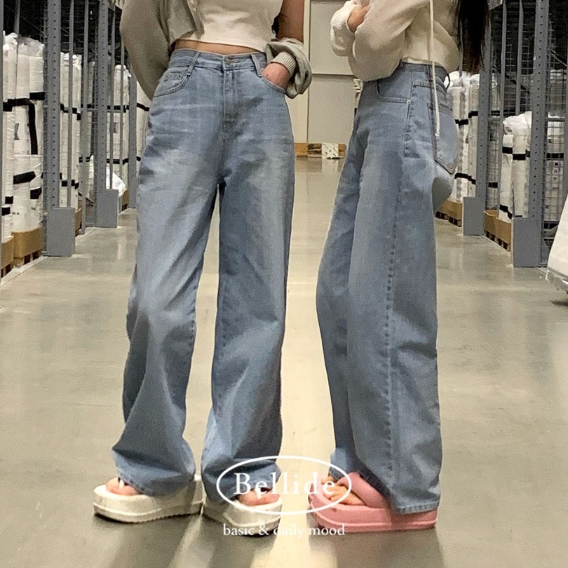 韓国の女性ファッション/ [MADE] アクアデニムワイドパンツ pt1328