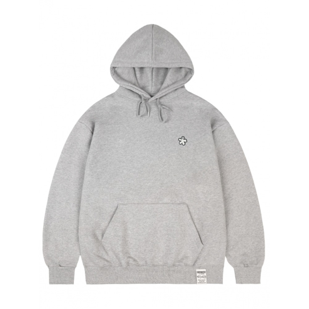 GRAVER [ユニセックス] ホワイトオッドフラワー刺繍パーカー_グレー
