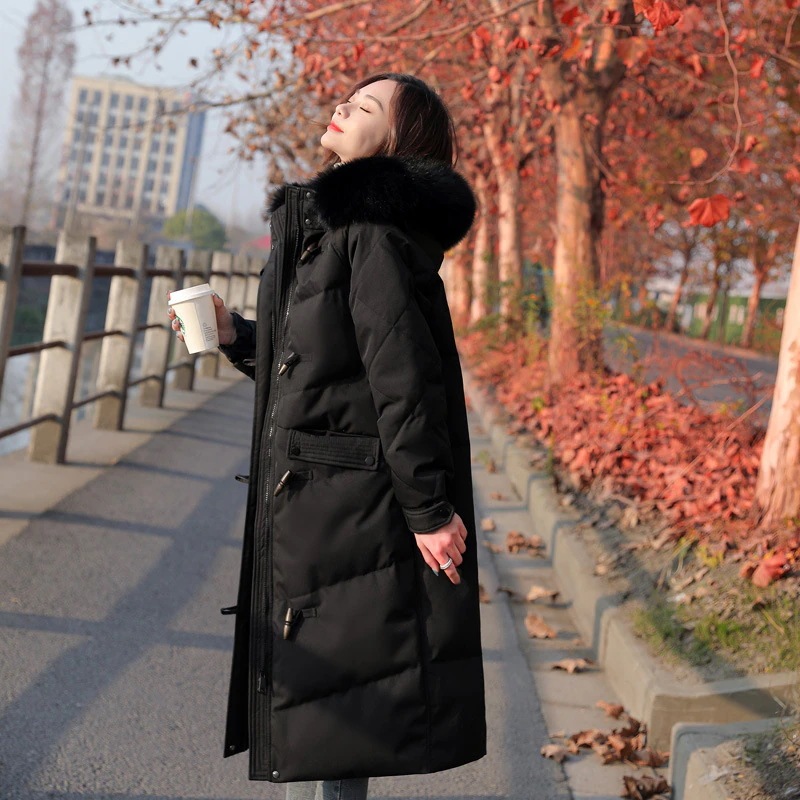 【急速出荷】目玉商品 超人気 ダウンコート レディース ダウンジャケット ロング フード付き 膝丈 アウター 無地 トグルボタン カジュアル ゆったり 厚手 防寒 トレンド 秋冬