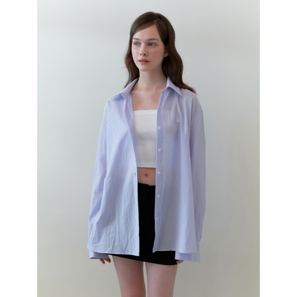 KINDABABY ベーシックルーズロゴシャツブルー