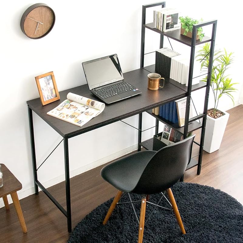 即納：アイリスプラザ パソコンデスク デスク収納 整理 ラック付きデスク オフィス 机 PCデスク テレワーク ブラック 幅114 RTPCD-1200