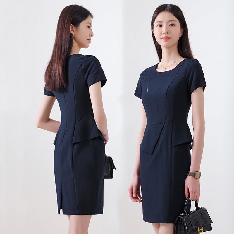 2025 夏 半袖 ワンピーススーツ ワンピースサマー シンプル半袖 高級感 ビジネス レディース オフィス 通勤