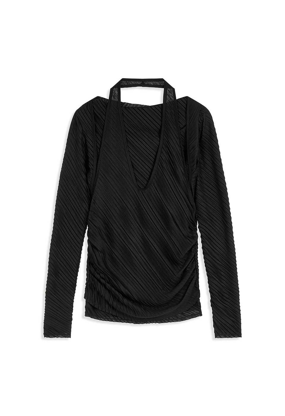 【OPEN Yy】 25FW PLEATS CONVERTIBLE BOLERO TOP : BLACK