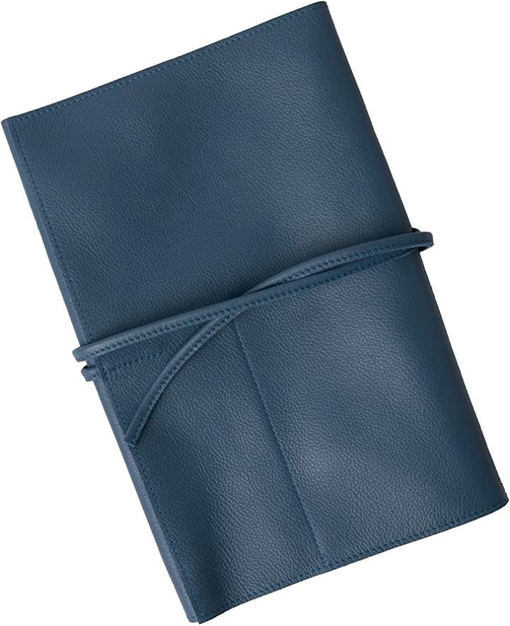 Link... マルチレザーケース ガジェットケース ガジェットポーチ バッグインバッグ ケーブルケース( 紺, 大)