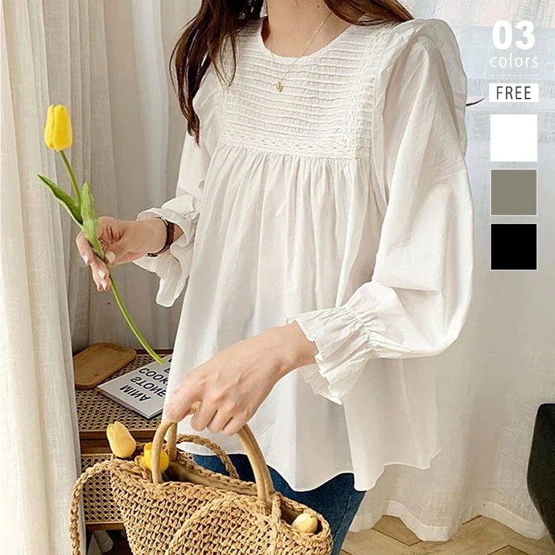 ブラウスショルダーフリルチュニックレディース長袖春トップスフリル肩フリルフレア30%までに制限