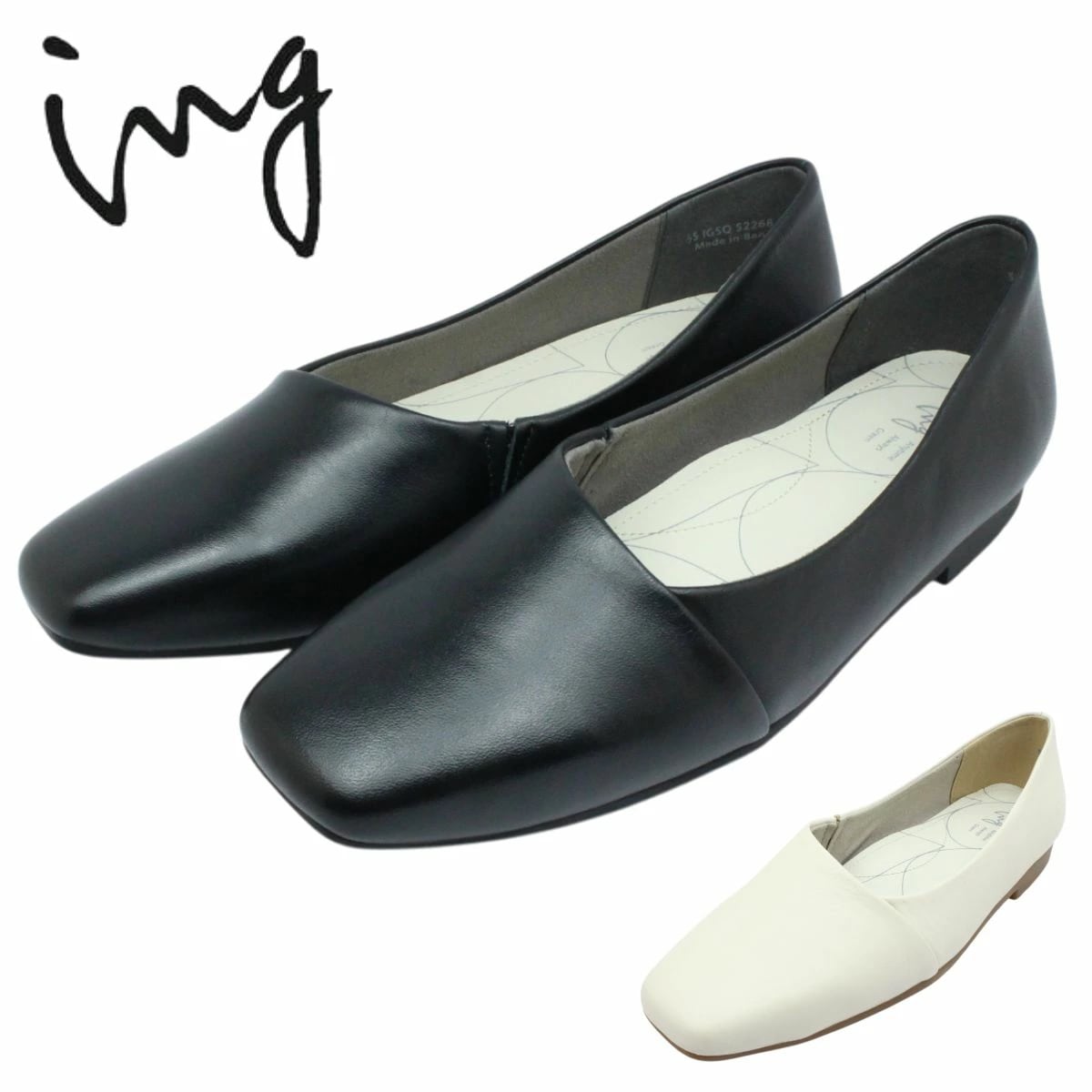 イング ing レディース フラットシューズ IGSQ 52268 スリッポン カッター パンプス レザー 婦人靴 本革 ローヒール 12,705円